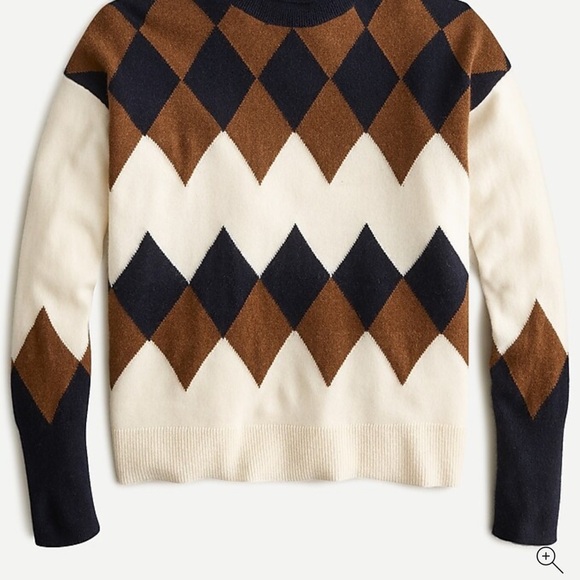 J. Crew Relaxed Fit Cashmere Turtleneck Sweater In Argyle - Picture 2 of 7